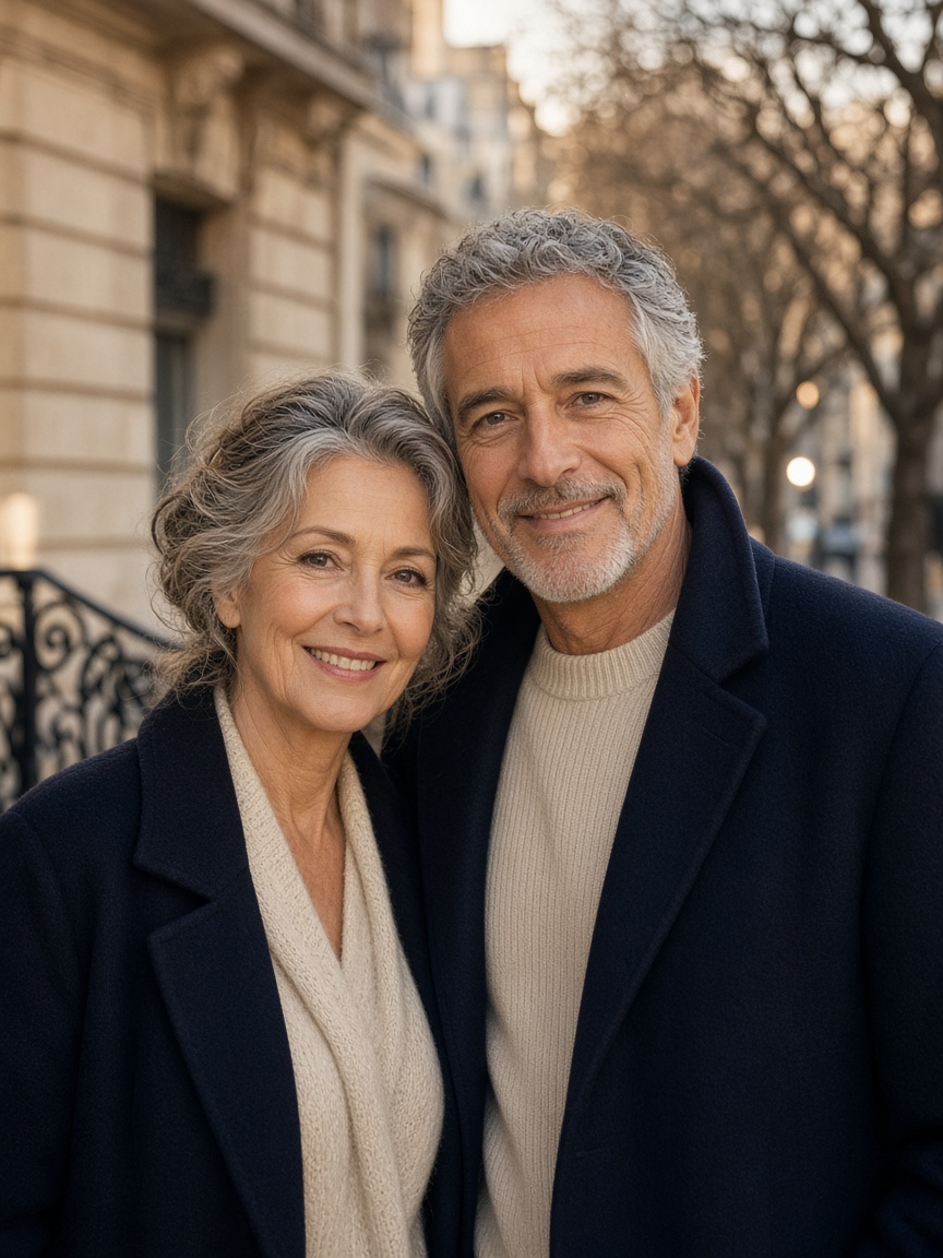 Couple senior en extérieur